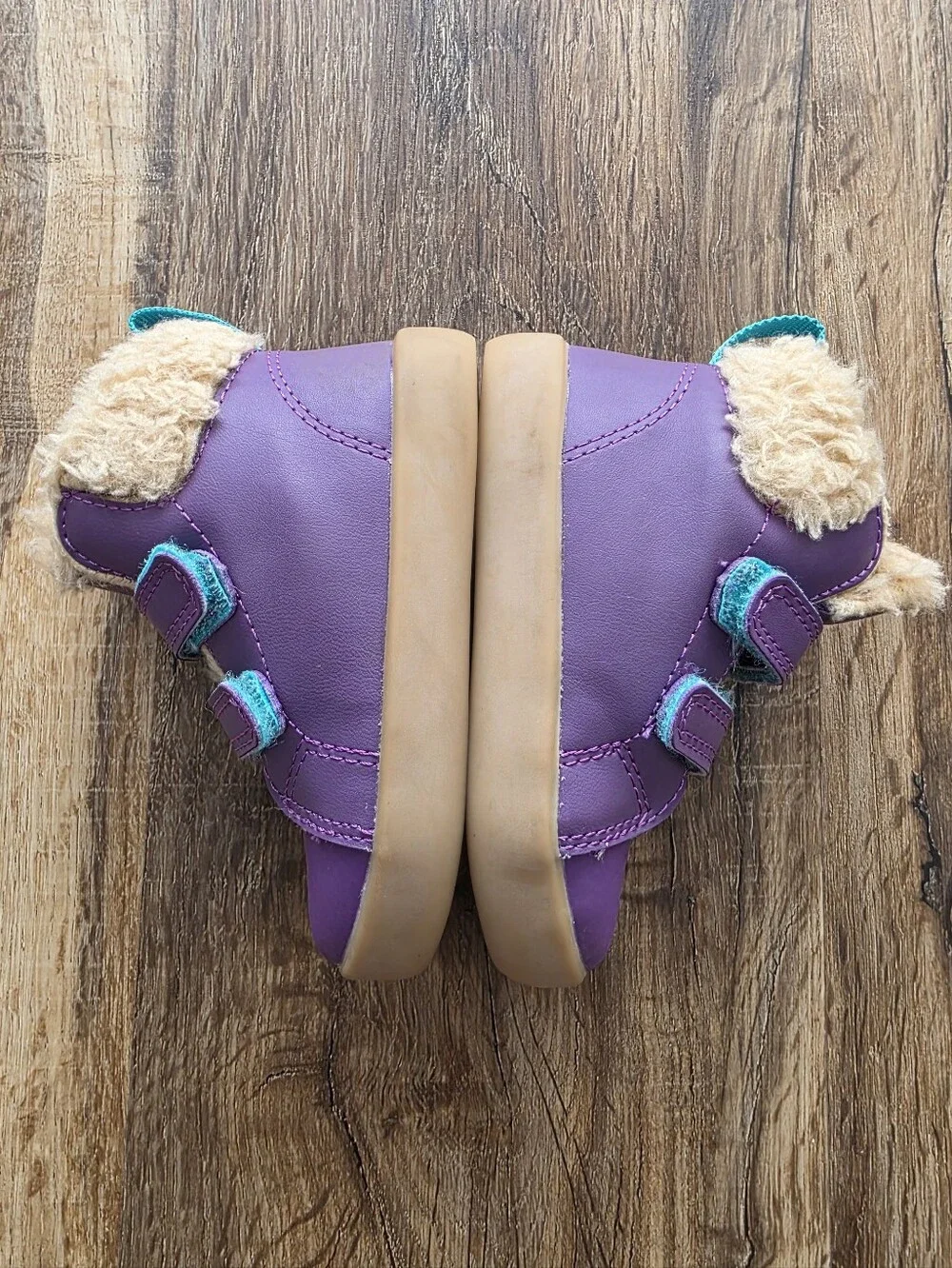 Ten Little Furry High Top Purple Boots Faux Fur Lining Size 6